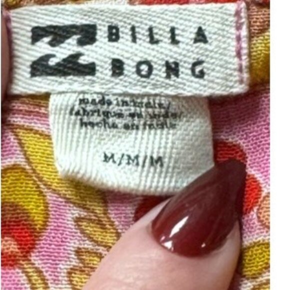 Billabong Womens Colorful Long Sleeve Button Down Floral Blouse Boho Peasant MED - Picture 6 of 10